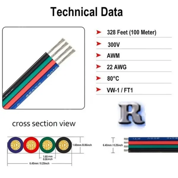 4 PIN LED Kabel Anschlusskabel 4 adrig