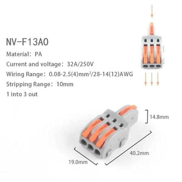 NV-F13 Abzweigklemme 3-polig Splitter