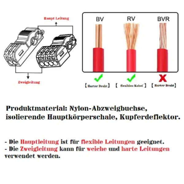 T-Typ Leiter Draht Kabel Splitter Klemmen Klammer 2/4 polig