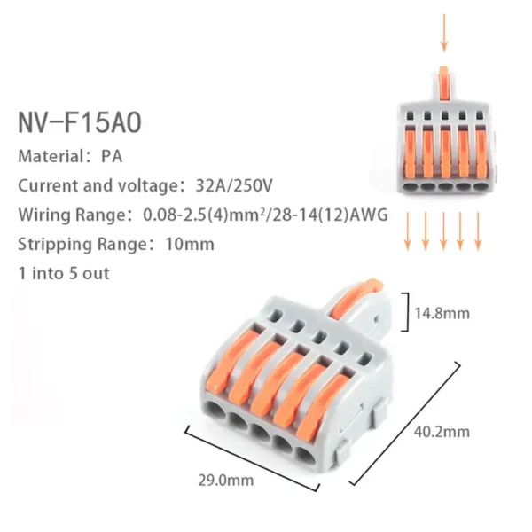 NV-F15 Kabel Abzweig Verbinder Splitter 1 zu 5 polig