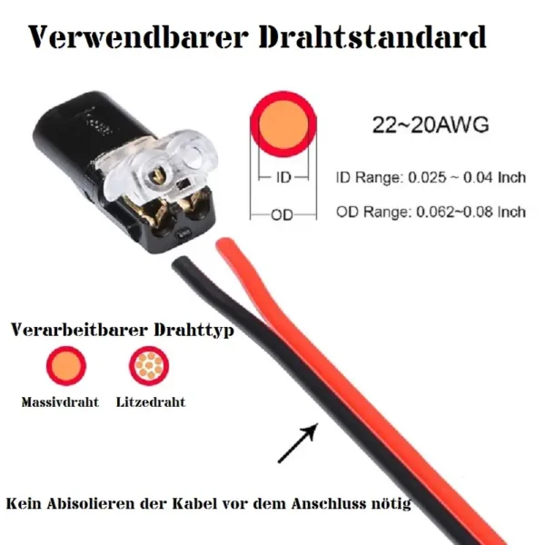 Kabel Stecker 2 Polig steckbar 22-20AWG