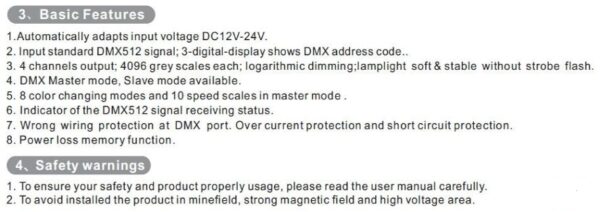 LTECH BC-834 LED DMX512 Controller Decoder Streifen 4 Kanal RGBW PWM Dimmer