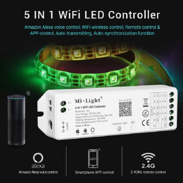 LED Strip Controller 5in1 RGB+CCT 2.4G WiFi Mi-Light YL5