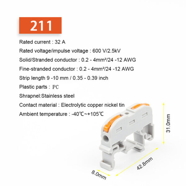 Schnellverbinder Draht Stecker DIN Schiene Typ Terminal statt UK 2.5B Block SPL