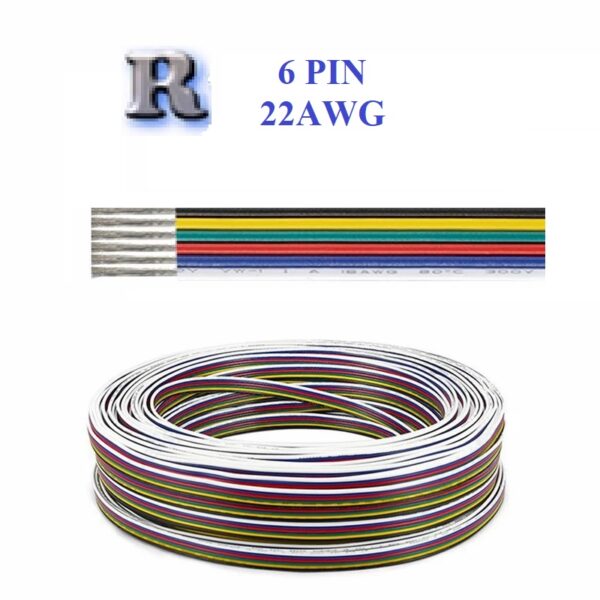 100m LED Kabel 6 PIN Anschluss Verlängerung Litze 6 polig 22AWG