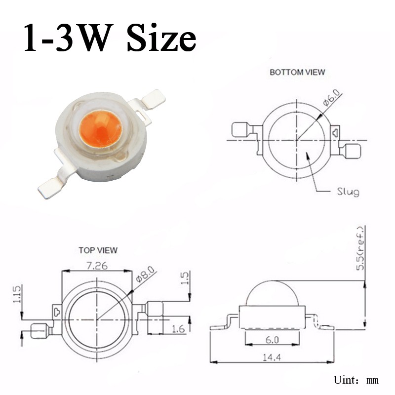3W Grow Full Spectrum Led Emitter Chip 380-840nm 700mA 4 3W Grow Full Spectrum Led Emitter Chip 380-840nm 700mA