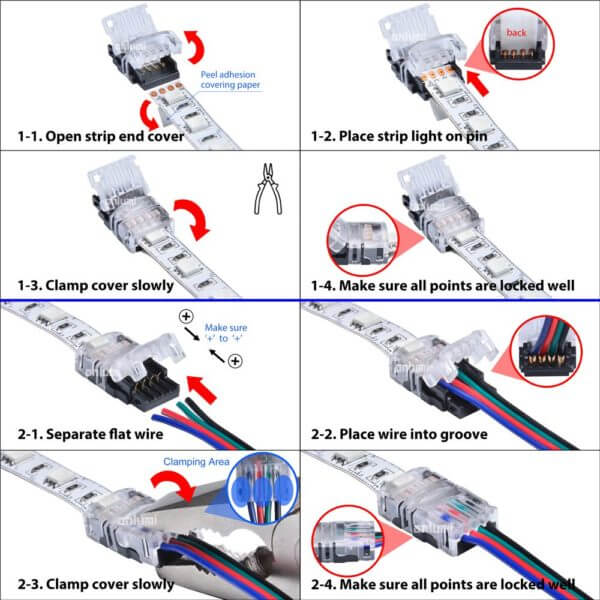 LED Verbinder 4 polig Strip Eckverbinder RGB Streifen 10mm