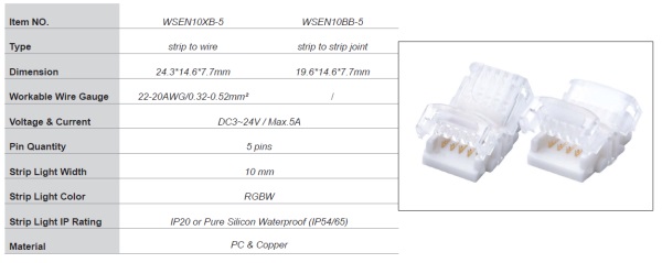 5 PIN LED Verbinder Strip zu Strip Eckverbinder Streifen an Kabel Anschluss Stecker
