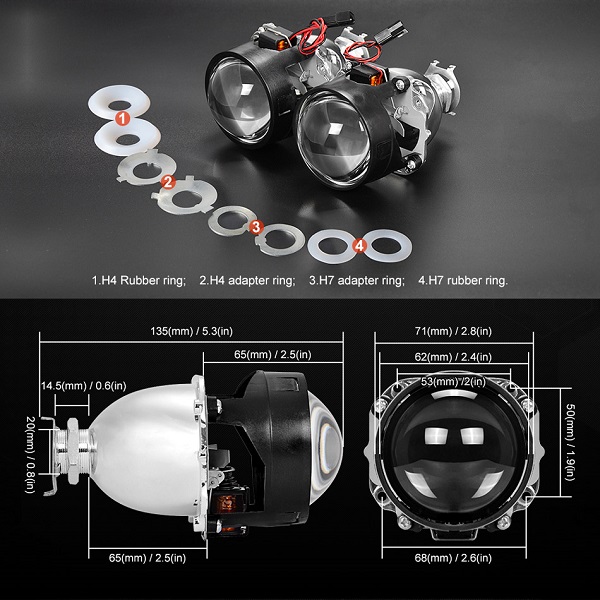2.5 Zoll Bi-Xenon Projektor Linse Objektiv Reflektor H4 H7 HID Scheinwerfer
