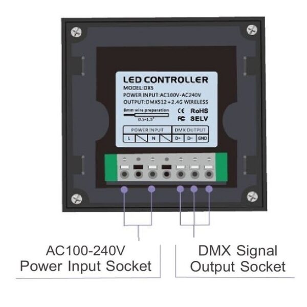 LTECH DX5 LED Dimmer Wandschalter 4 Zone Touch Panel 2.4G DMX 512