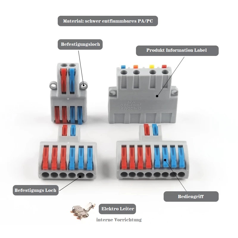 Moderne SPL 2/4/6/8 PIN Anschlussklemmen Kabelverbinder Kabelklemmen 2 SPL 2/4/6/8 PIN Verbindungsklemmen Kabelverbinder Abzweigverbinder Kabelklemmen