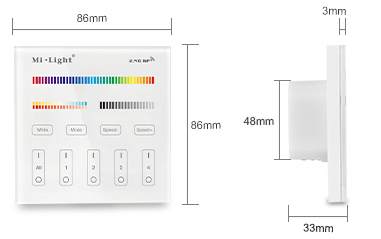 LED RGB+CCT Touch Panel WIFI 4 Zone Controller 2.4G MiBoxer T4 6 LED RGB+CCT Touch Panel WIFI 4 Zone Controller 2.4G MiBoxer T4