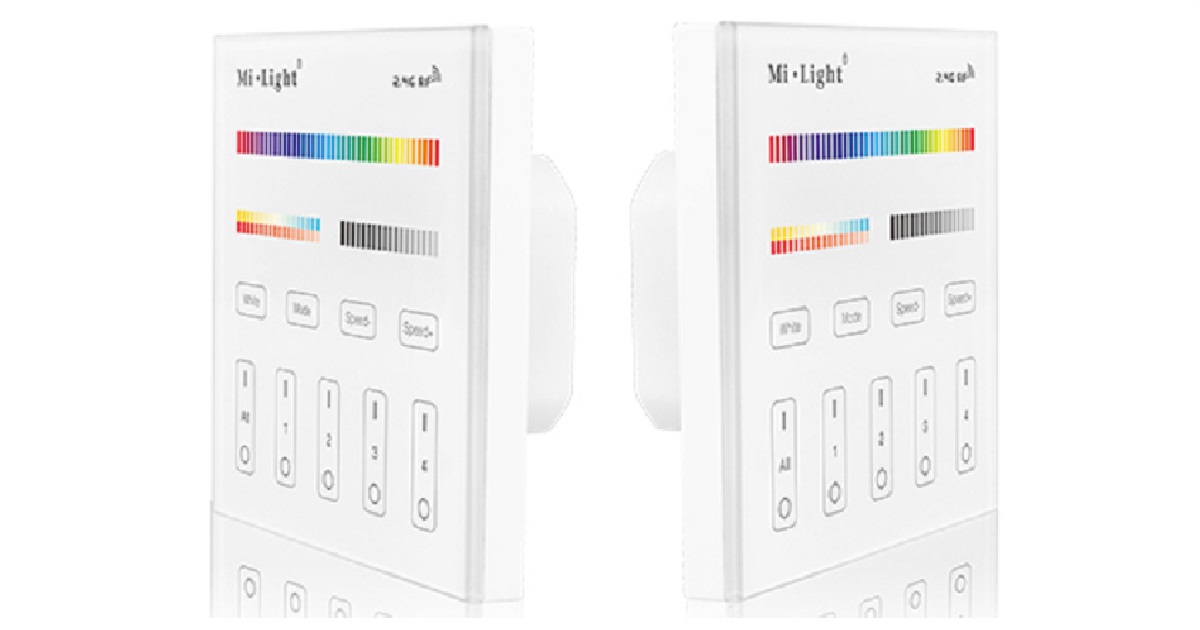 LED RGB+CCT Touch Panel WIFI 4 Zone Controller 2.4G MiBoxer T4 5 LED RGB+CCT Touch Panel WIFI 4 Zone Controller 2.4G MiBoxer T4