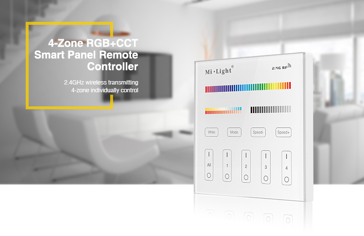 LED RGB+CCT Touch Panel WIFI 4 Zone Controller 2.4G MiBoxer T4 4 LED RGB+CCT Touch Panel WIFI 4 Zone Controller 2.4G MiBoxer T4