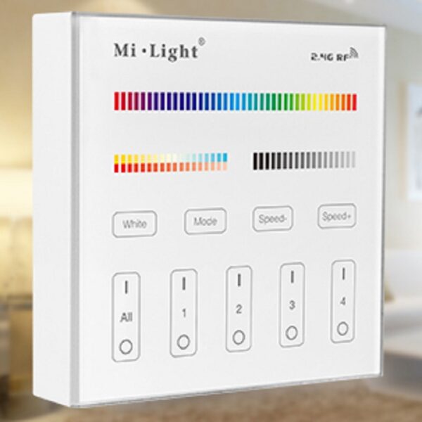 LED Wandschalter Kabellos Touch Panel RGB+CCT 4 Zonen 2.4G MiLight B4