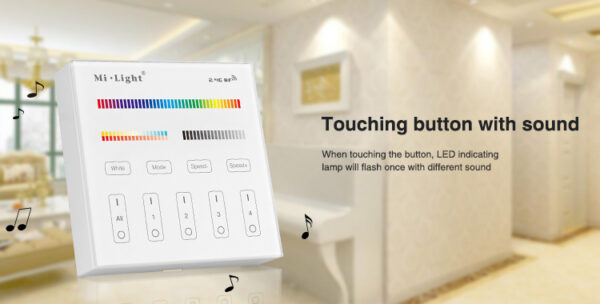 LED Wandschalter Kabellos Touch Panel RGB+CCT 4 Zonen 2.4G MiLight B4