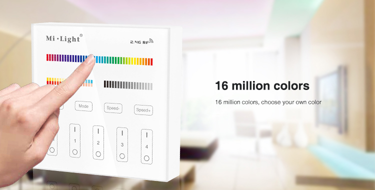 LED Wandschalter Kabellos Touch Panel RGB+CCT 4 Zonen 2.4G MiLight B4 6 LED Wandschalter Kabellos Touch Panel RGB+CCT 4 Zonen 2.4G MiLight B4