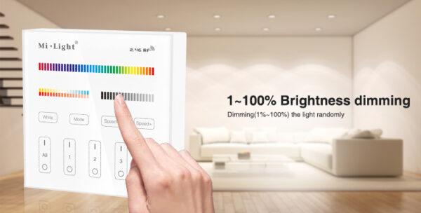 LED Wandschalter Kabellos Touch Panel RGB+CCT 4 Zonen 2.4G MiLight B4