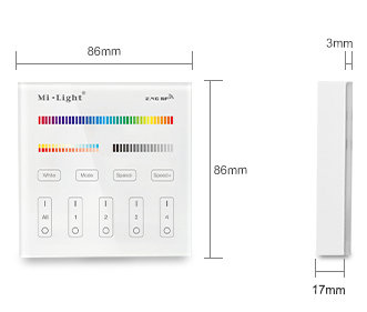 LED Wandschalter Kabellos Touch Panel RGB+CCT 4 Zonen 2.4G MiLight B4