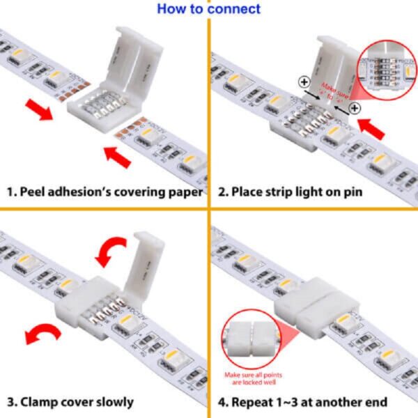 5 Pin LED Strip Verbinder Stecker für 10mm RGBW Streifen 5 Polig