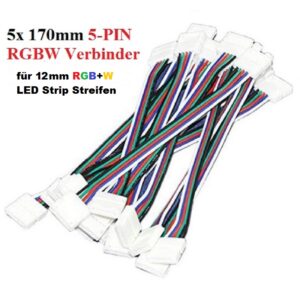 5 PIN Verbinder Brücke Stecker für 12mm breite LED Strip zu Strip Streifen Band