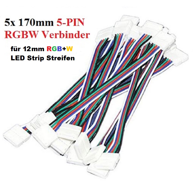 5 PIN Verbinder Brücke Stecker für 12mm breite LED Strip zu Strip Streifen Band